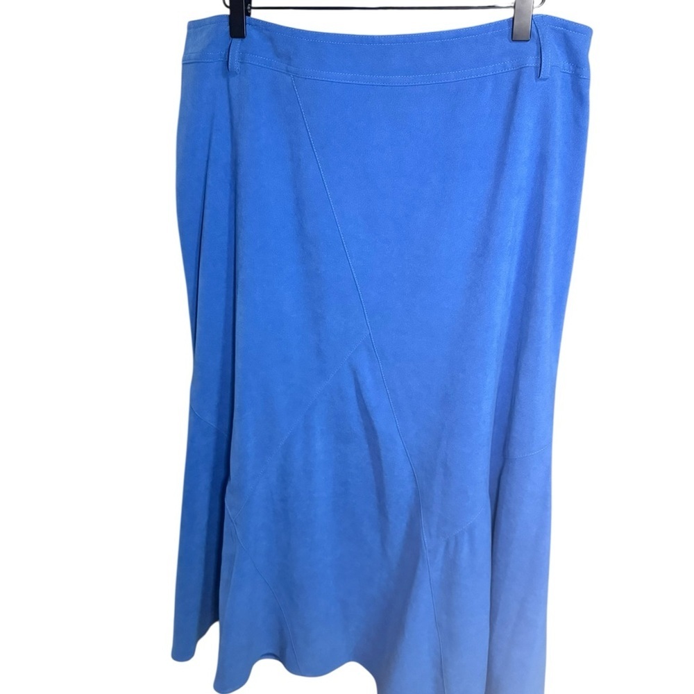 Size 14 Blue Elegant Flowy Midi Skirt Pull On Stretch Graduation WeddingWestern - Picture 2 of 7